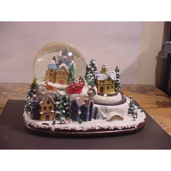 Cracker Barrel Animated Light Up Santa and Village Snow Globe with Music - Picture 4 of 4